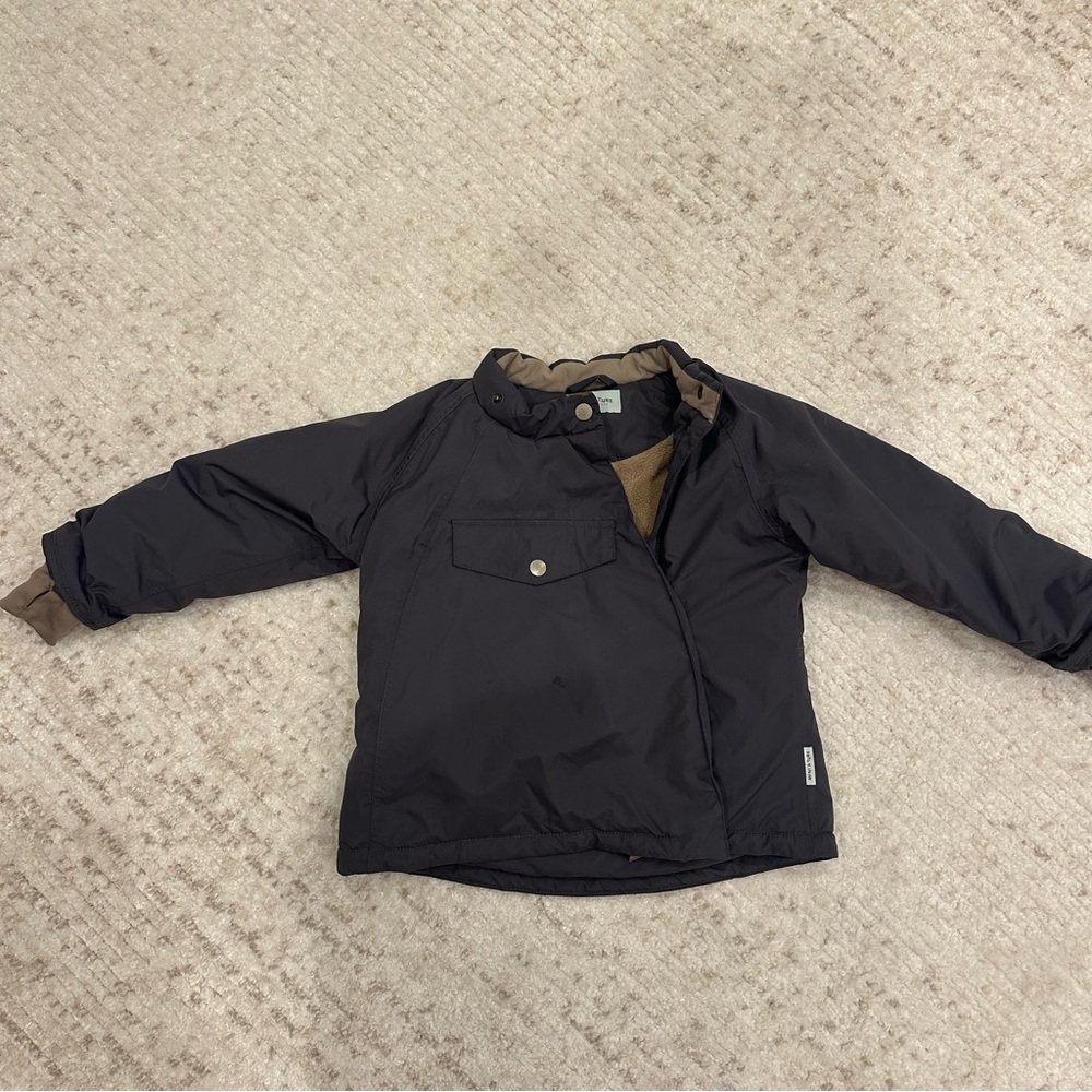 Mini A Ture grey and Tan Kids Puffer Jacket